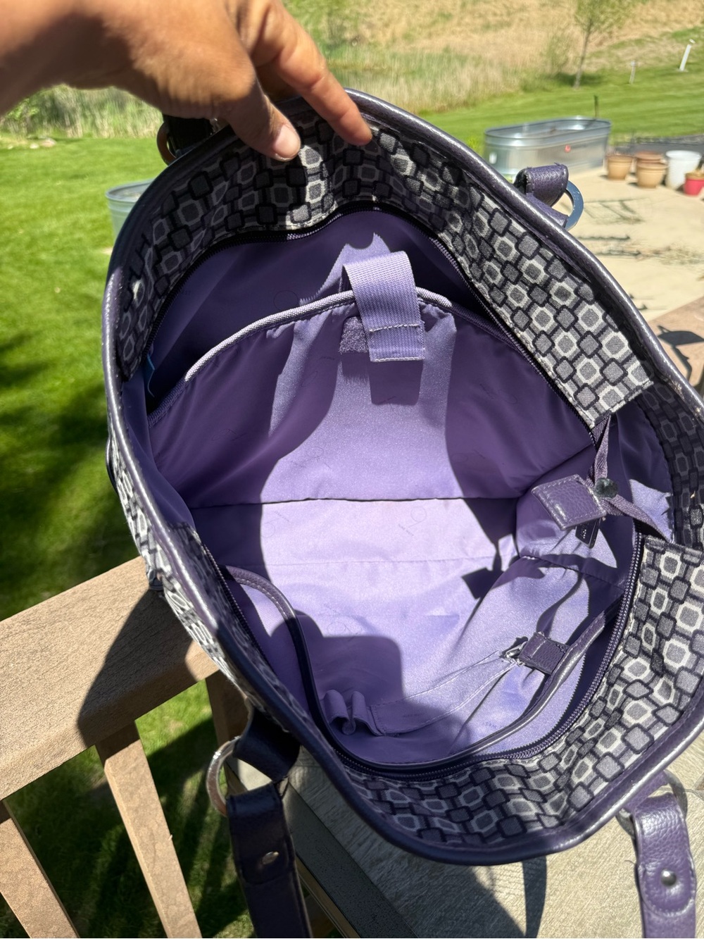 EUC Nine West Purple Geometric Shapes Large Daily Big Vintage Tote - Picture 11 of 13